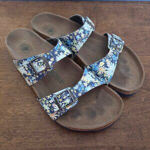 Birkenstock Sydney Floral Vegan Sandals Size 9 EU 40 Womens Slip On Buckle Flats